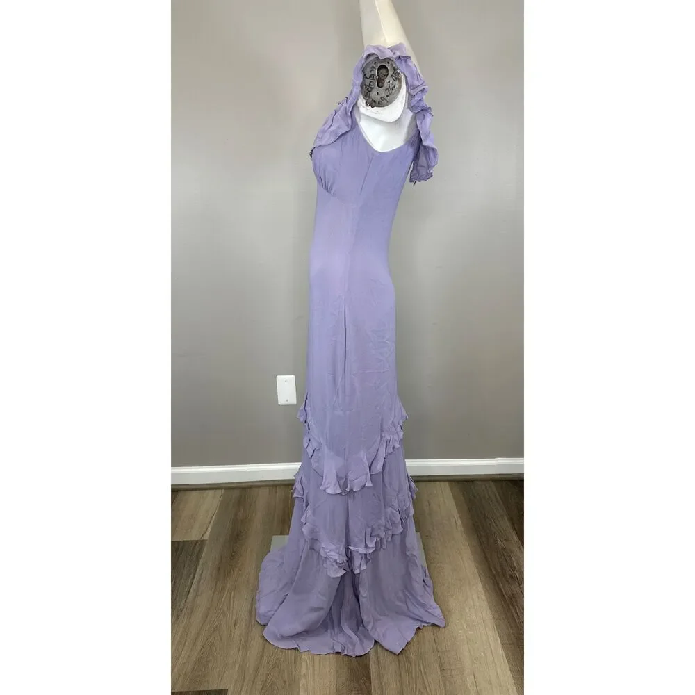 NWT Reformation Scoop Neck Ruffled Tripoli Maxi Dress Aura Size 0 $348 - Picture 6 of 10